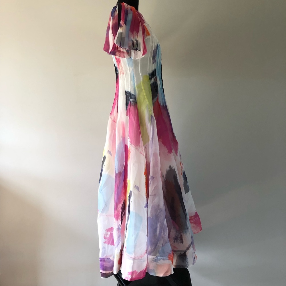 Women’s Aje Abstract Sunset Nova Pleated Midi Dress size 2  Spring 2024 - Picture 5 of 16